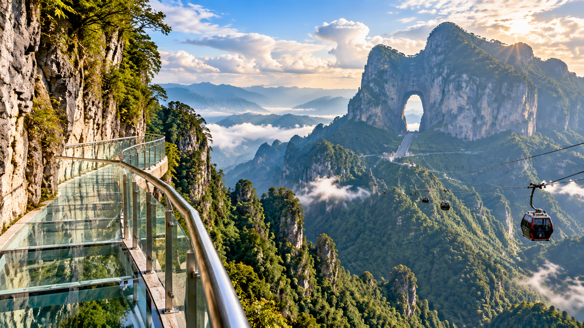 Tianmen Mountain & Fenghuang Ancient Town — Cable Car, Glass Walkway & Tuo River — Zhangjiajie / Fenghuang